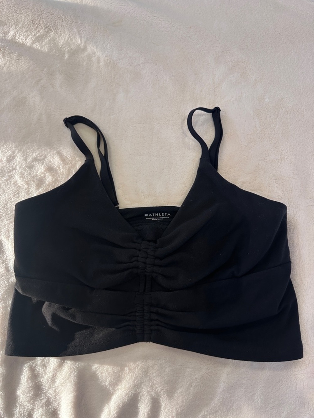 Athleta Black Ruched Camisole Bralette